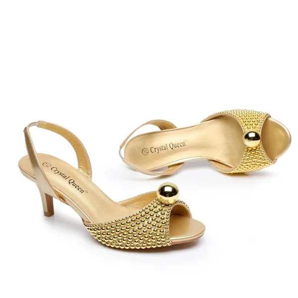 Sexy Gold Pearl Evening Party Womens Sandals 2024 6 cm Stiletto Heels Pointed Toe Sandals High Heels