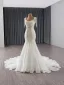 Haut de Gamme Blanche Fait main Perlage Perle Paillettes Robe De Mariée 2025 Trompette / Sirène Encolure Carrée Sans Manches Dos Nu Tribunal Train Mariage