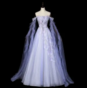 Luxury Gorgeous Lavender Handmade Beading Rhinestone Sequins Prom Dresses 2026 A Line Princess Off The Shoulder Sleeveless Backless Floor Length Long Tulle Formal Dresses