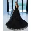 Fashion Black Rhinestone Lace Flower Prom Dresses A-Line / Princess 2022 Spaghetti Straps Cascading Ruffles Sleeveless Backless Floor-Length / Long Formal Dresses