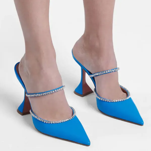 Fashion Silver Evening Party Rhinestone Womens Sandals 2022 9 cm Stiletto Heels Pointed Toe Womens Shoes High Heels