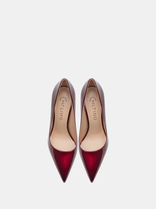 Mode Bordeaux Lakleer Gala Pumps 2025 10 cm Naaldhakken / Stiletto Spitse Neus Pumps Hoge Hakken