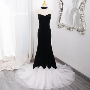 Sexy Black Evening Dresses 2024 Ball Gown Strapless Sleeveless Backless Sweep Train Evening Party Formal Dresses