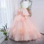 Schöne Rosa Blumen Ballkleider 2022 Ballkleid Eckiger Ausschnitt Geschwollenes 1/2 Ärmel Rückenfreies Sweep / Pinsel Zug Festliche Kleider