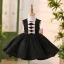 Audrey Hepburn Style Black Short Birthday Flower Girl Dresses 2024 Ball Gown Scoop Neck Bow Sleeveless