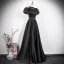 Audrey Hepburn-Stil Schwarz Ballkleider 2026 A Linie Stehkragen Geschwollenes Kurze Ärmel Rückenfreies Lange Festliche Kleider