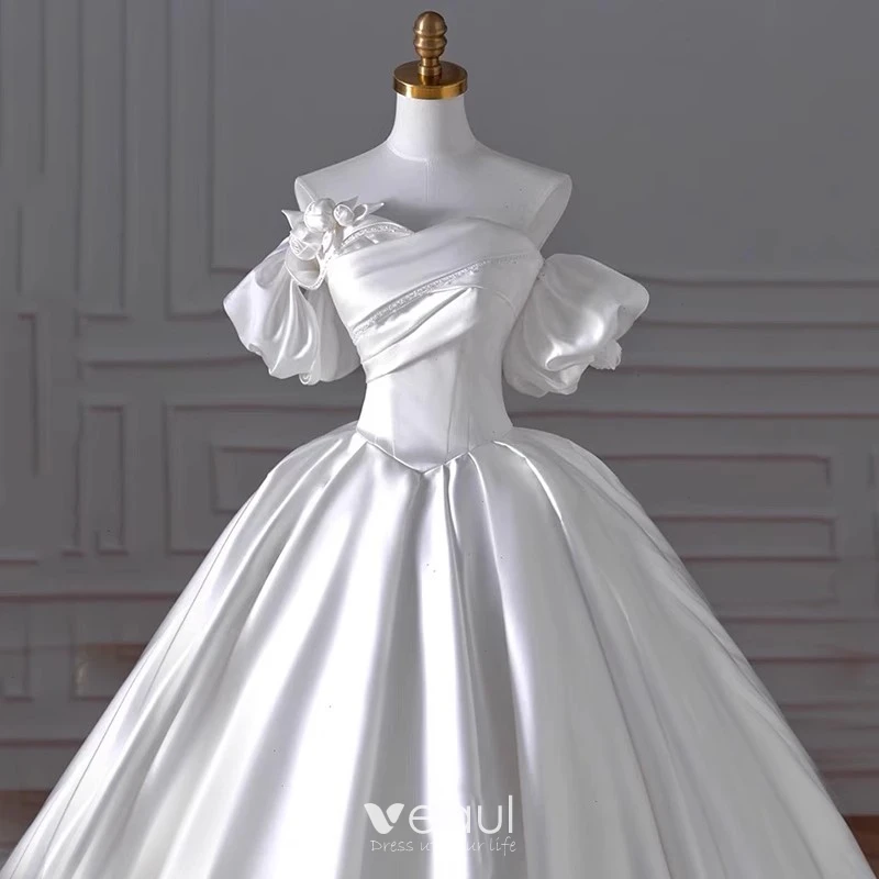 Vintage Retro Modest Simple White Satin Wedding Dresses 2024 Ball   O1cn014fbhkp1gaphuncncf  2216182084158 