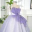 Chic / Beautiful Lavender Sequins Birthday Flower Girl Dresses 2025 Ball Gown Strapless Sleeveless Backless Floor-Length / Long Flower Girl Dresses