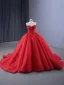 Luksus Rød Glitter Brudekjoler 2024 Perle Rhinestone Appliques Ball Ballkjole Kjæreste Uten Ermer Ryggløse Domstol Tog