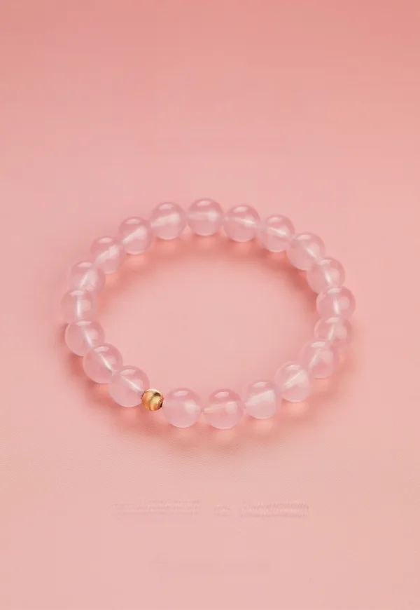Herlig Rødmende Rosa Håndlaget Naturlig Krystall Armbånd Tilbehør 2026