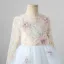 Chic / Beautiful White Appliques Sequins Birthday Flower Girl Dresses 2025 A-Line / Princess Scoop Neck Long Sleeve Floor-Length / Long Flower Girl Dresses