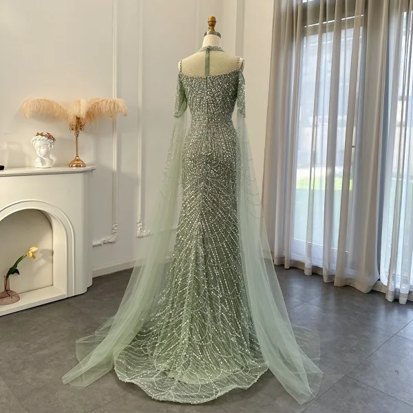 High-end Charming Gold Handmade Beading Pearl Rhinestone Sequins Prom Dresses 2024 Trumpet / Mermaid High Neck Sleeveless Floor-Length / Long Prom