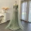 High-end Charming Gold Handmade  Beading Pearl Rhinestone Sequins Prom Dresses 2024 Trumpet / Mermaid High Neck Sleeveless Floor-Length / Long Prom