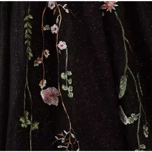 Flower Fairy Black Lace Flower Prom Dresses 2023 Ball Gown Off-The-Shoulder Short Sleeve Backless Floor-Length / Long Formal Dresses