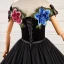 Ethnic Black Lace Flower Prom Dresses 2023 Ball Gown Off-The-Shoulder Short Sleeve Backless Bow Sash Floor-Length / Long Prom Formal Dresses