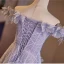 Elegant Lavender Appliques Sequins Prom Dresses 2023 A-Line / Princess Off-The-Shoulder Sleeveless Backless Floor-Length / Long Prom Formal Dresses