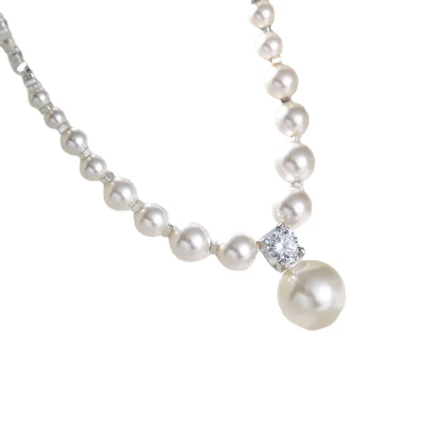 Elegant Sølv Perle Rhinestone Ball Sterling Sølv Halskjeder Tilbehør 2023