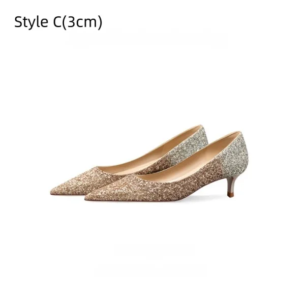Glitzernden Sexy Farbverlauf Pailletten Abend Pumps 2026 Leder 8 cm Stilettos Spitzschuh Pumps