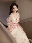 Flower Fairy Chic / Beautiful White Appliques Prom Dresses 2023 A-Line / Princess Off-The-Shoulder Short Sleeve Backless Floor-Length / Long Prom Formal Dresses