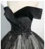Elegant Black Appliques Sequins Prom Dresses 2025 Ball Gown Off-The-Shoulder Sleeveless Backless Floor-Length / Long Prom Formal Dresses
