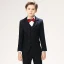 Classic 5-piece Stripe Black Long Sleeve Boys Wedding Suits 2022 Coat Pants Shirt Tie Vest Wedding