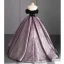 Vintage / Retro Black Rhinestone Sash Satin Prom Dresses 2023 Ball Gown Off-The-Shoulder Short Sleeve Backless Floor-Length / Long Formal Dresses