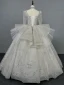 Scintillantes Blanche Perlage Glitter Paillettes Robe De Mariée 2024 Robe Boule Encolure Carrée Manches Longues Dos Nu Longue Mariage