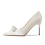 Elegant Beige Satin Pearl Wedding Shoes 2023 8 cm Stiletto Heels Pointed Toe Wedding Pumps High Heels