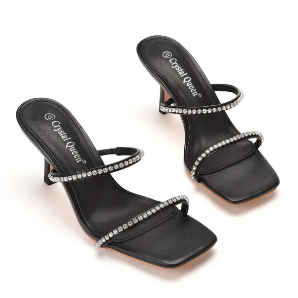 Sexy White Rhinestone Cocktail Party Womens Sandals 2022 7 cm Stiletto Heels Open / Peep Toe Sandals High Heels