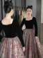 Elegant Black Evening Dresses 2023 A-Line / Princess Square Neckline Long Sleeve Backless Floor-Length / Long Evening Party Formal Dresses