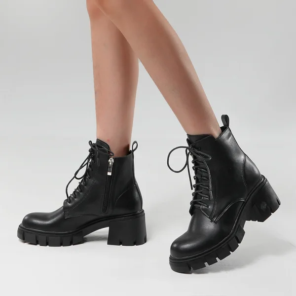 Fashion Brown Fall Winter Street Wear Womens Boots 2023 5 cm Low Heels / Kitten Heels Thick Heels Round Toe Womens Boots