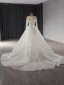 High-end White Handmade  Beading Sequins Wedding Dresses 2024 Trumpet / Mermaid Scoop Neck Long Sleeve Court Train Wedding