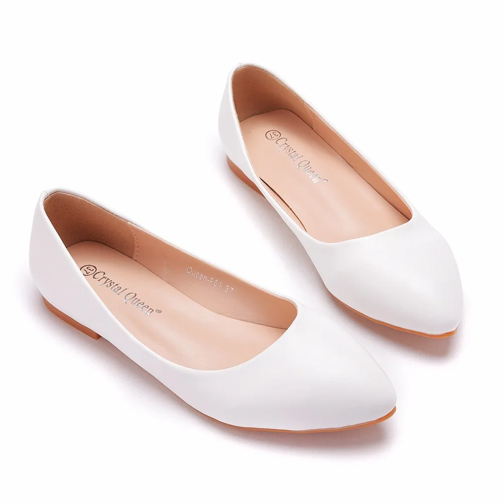 Modest / Simple White Casual Flat Womens Shoes 2023 Pointed Toe Womens Shoes Heels