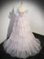 Glitzernden Charmant Lavendel Perlenstickerei Pailletten Fallende Rüsche Ballkleider 2023 A Linie Off Shoulder Ärmellos Rückenfreies Lange Ball Festliche Kleider