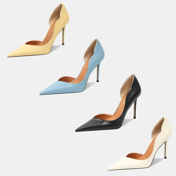 Elegant Sky Blue Evening Party Leather Womens Shoes 2026 9 cm Stiletto Heels Pointed Toe High Heels