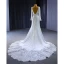 High-end White Beading Lace Flower Wedding Dresses 2023 Trumpet / Mermaid Scoop Neck Long Sleeve Backless Chapel Train Wedding