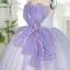 Chic / Beautiful Lavender Sequins Birthday Flower Girl Dresses 2025 Ball Gown Strapless Sleeveless Backless Floor-Length / Long Flower Girl Dresses