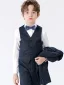 Modern / Fashion Navy Blue Long Sleeve 5-piece Boys Wedding Suits 2023 Wedding Coat Pants Shirt Tie Vest