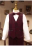 Classic Burgundy 5-piece Long Sleeve Boys Wedding Suits 2025 Coat Pants Shirt Tie Vest Wedding