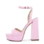Fashion Blushing Pink Evening Party Summer Womens Sandals 2022 Ankle Strap 12 cm Thick Heels Open / Peep Toe Sandals High Heels