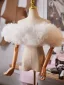 Modest / Simple White Handmade  Ruffle Evening Party Short Sleeve shawl 2025