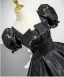 Elegant Black Lace Flower Prom Dresses 2025 Ball Gown Square Neckline Puffy Short Sleeve Backless Sweep Train Prom Formal Dresses