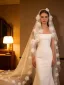 High-end White Handmade  Appliques Court Train Wedding Veils 2026 3 m