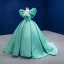 High-end Mint Green Prom Dresses 2022 Ball Gown Scoop Neck Puffy Short Sleeve Backless Chapel Train Formal Dresses