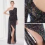 Sexy Lindgrün Pailletten Abendkleider 2022 Meerjungfrau One-Shoulder Lange Ärmel Rückenfreies Lange Gespaltete Front Abend Festliche Kleider
