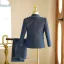 Fall Winter Navy Blue Pearl Rhinestone 5-piece Long Sleeve Boys Wedding Suits 2024 Coat Pants Shirt Tie Vest
