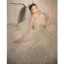 Charming White Beading Glitter Sequins Wedding Dresses 2023 Ball Gown High Neck Long Sleeve Backless Floor-Length / Long Wedding