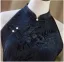 Chinese style Vintage / Retro Navy Blue Printing Evening Party Cheongsam 2025 Trumpet / Mermaid High Neck Sleeveless Tea-length Cheongsam / Qipao
