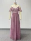 Chic / Belle Rougissant Rose Brodé Paillettes Robe De Bal 2024 Princesse Bretelles Spaghetti Sans Manches Dos Nu Longue Promo Robe De Ceremonie