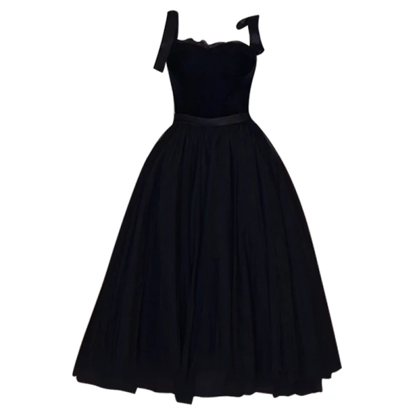 Sexy Noire de retour Robe De Graduation 2022 Princesse Bretelles Spaghetti Sans Manches Dos Nu Ceinture Thé Longueur Robe De Ceremonie